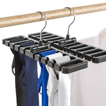 Многофункционален рафтове за съхранение вратовръзка колан организатор въртящи вратовръзки Закачалка притежателя шкаф гардероб за съхранение на притежателя с метална закачалка