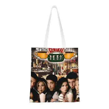 Множество чанта за пазаруване с герои от приятелите, класическа чанта за пазаруване с плакати, дамски холщовая чанта-тоут, преносими чанти за пазаруване на продукти от тв-шоу