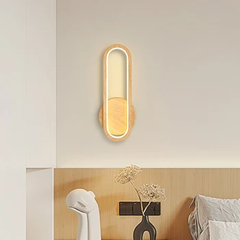 Модерен led дървен стенен лампа Nordic Simplicity Светлини, с монтиран на стената лампа за коридора, нощни лампи, за да премине, осветление на задната стена, домашно осветление