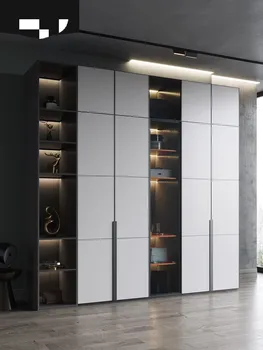 Модерен Лесен шкаф за дрехи, домакински шкаф за спални, скандинавски, шкафчета, стъклени икономичен италиански голям шкаф