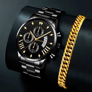 Модерен Мъжки часовник Луксозни мъжки бизнес ежедневни кварцов часовник с календар от неръждаема Стомана, мъжки златен часовник-гривна relogio masculino