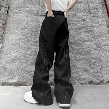 Модерен мъжки ежедневни панталони с еластичен ластик на талията, малки крака, тънки корейски стилни нагънат зауженные мъжки панталони, градинска облекло 2023 V25