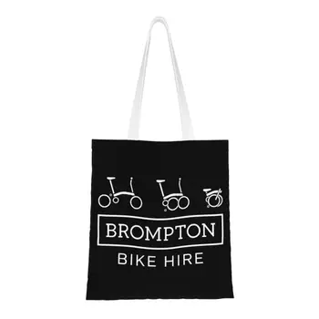 Модерен принт Bromptons, сгъваеми велосипеди, чанти за пазаруване за многократна употреба холщовые чанти с логото на рамото