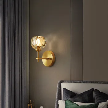 Модерен проста кристална стена лампа G9, декоративно осветление, декор на стая, кухня, коридор, стълбище, проста мед кристална стена лампа