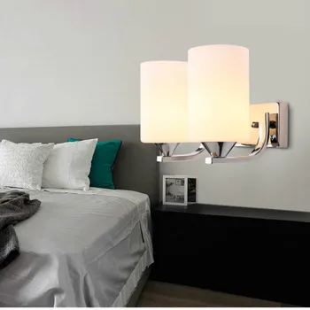 Модерен стъклен стенен тела-аплици Led E27, монтиран на стената лампа за спалня, за дома, скандинавски фоайето, лампа за дневна, коридор