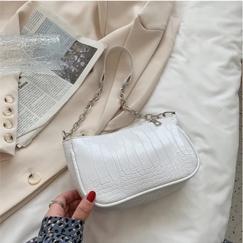 Модерна дамска чанта с крокодиловым модел, нова популярната чанта през рамо от изкуствена кожа, луксозни дизайнерски чанти с цип с текстура за жени 2022