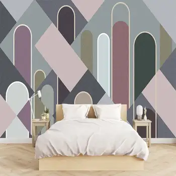 Модерна проста и луксозна абстрактни геометрични линии, 3D хол, спалня, самозалепващи се тапети по поръчка