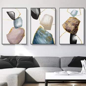 Модерни, абстрактни плакати с мраморни линии, HD отпечатъци върху платно, картини върху стената в скандинавски стил за декорация на дома в хола