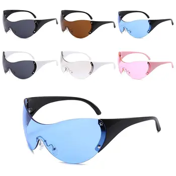 Модерни дамски слънчеви очила без рамки, мъжки слънчеви очила без рамки, цели слънчеви очила Y2K