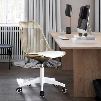 Модерни трапезни столове за вашия офис, Регулируема въртящо се кресло на 360 °, Инженерно-пластмасов управляемият компютърен стол без подлакътници количка за L