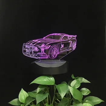 Модифициран автомобил Спортен автомобил на Слънчева енергия Пейзаж осветление Градински лампа 3D led нощна светлина Водоустойчив за подарък за рожден Ден в двора