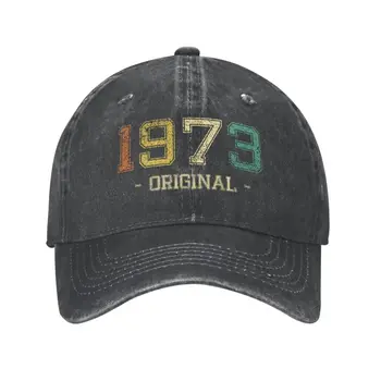 Модни памучен реколта бейзболна шапка 1973 година на раждане За мъжете и Жените, Персонални Регулируема шапка на Татко за рождения Ден, За Възрастни, на Улицата