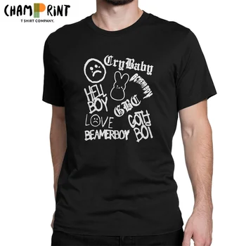 Мъжки T-Shirt Lil Пийп Емо Рап Готика Готина Тениска От Чист Памук С Къс Ръкав, Тениска С Кръгла Яка, Идея За Подарък За Дрехи