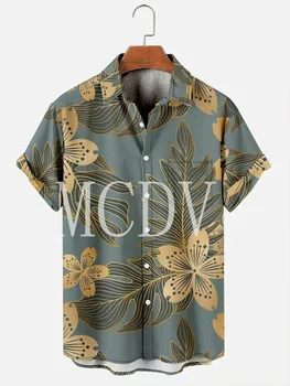 Мъжки и дамски блузи с флорални принтом, ежедневни дишаща хавайска риза с къс ръкав