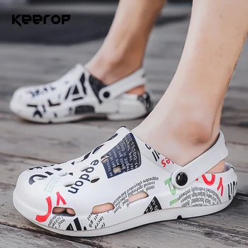 Мъжки летни сандали KEEROP, нови модни кухи дишащи сандали на платформа, улични плажни нескользящие чехли, обувки за мъже 2023 г.