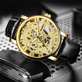 Мъжки ръчен часовник, луксозни мъжки кварцови часовници, мъжки механични часовници с имитация на дъното, мъжки часовник на колана си, безплатна доставка reloj hombre