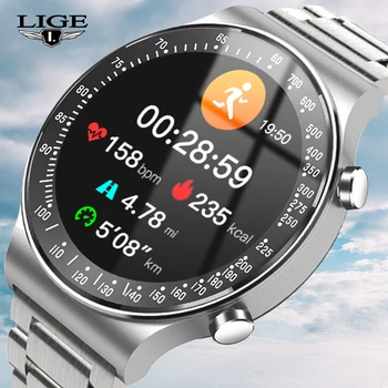Мъжки смарт часовници LIGE, часовници за мониторинг на сърдечната честота, кръвното налягане, фитнес тракер, водоустойчиви мъжки смарт часовници IP67 с Bluetooth-разговори