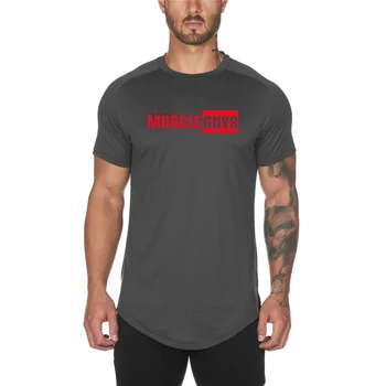 Мъжки спортни тениски за бягане с писмото принтом, облегающая риза за мускулите, фитнес, Бодибилдинг, Ризи за фитнес, мрежести дишащи бързо съхнещи върховете