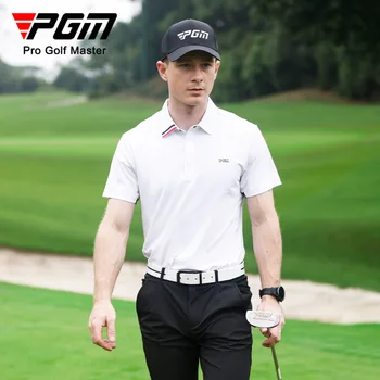 Мъжки тениски за голф PGM с къс ръкав, перфориран дизайн, бързосъхнеща спортна риза с къси ръкави YF585
