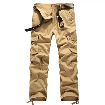 Мъжки трайни камуфляжные памучни панталони-карго с множество джобове, мъжки ежедневни свободни дълги панталони, мъжки провиснал работни панталони за инструменти, панталони специалните сили, плюс Размер