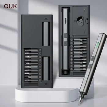 Набор от електрически отвертки QUK 5V с OLED-дисплей, бита от легирана стомана S2, комплекти автоматични електрически отвертки, електрически инструменти за поддръжка
