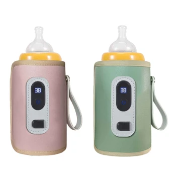 Нагревател за бебешки шишета, Пазител на топлина за шишета за хранене, калъф за подгряване на топлата млечна смес, USB-нагревател за водата, нагревател за бутилки на открито