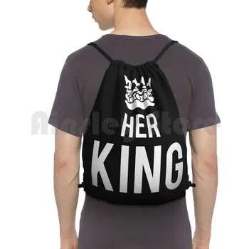 Нейната раница King, чанта за съвсем малък, за конна езда, спортна чанта за катерене, готин забавен хумор, нейният крал, цар