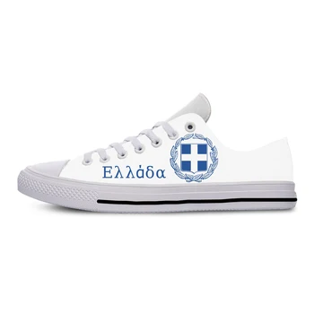 Ниски маратонки с флага на Гърция, мъжки дамски ежедневни обувки за юноши, парусиновые маратонки за бягане с 3D принтом, дишаща лека обувки