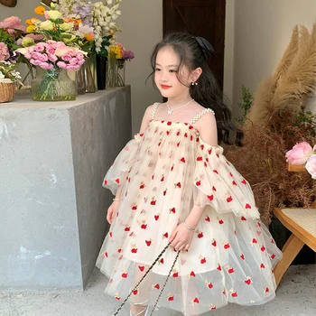 Нов прием на 2023 г., е празнично красива рокля за момиче на рожден ден, детски рокли за момичета