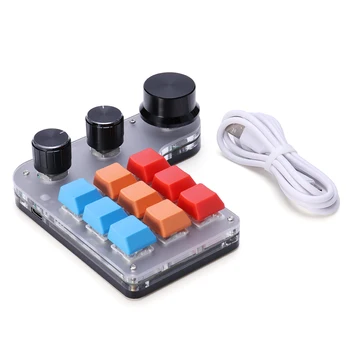 Нова макроклавиатура, механична клавиатура с 9 клавишите и 3 дръжки, дизайнерска мини-клавиатура Kepad за една ръка, RGB макроклавиатура