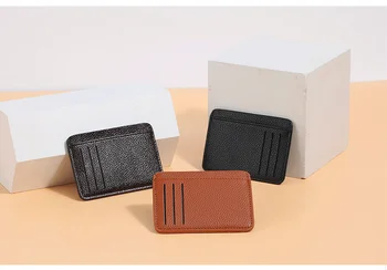 Нова чанта за карти, женска малка чанта за карти от мека кожа, женски скоба за съхранение на банкови карти, мини чанта за кредитни карти, мъжки и дамски однотонная