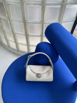 Нова чанта-цилиндър, нишевая модерна чанта за почивка от телешка кожа, преносима чанта през рамо, подмышечная чанта на едно рамо