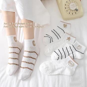 Нови пролетно-летни фини дамски чорапи, японски сладки бели чорапи с фин силует, мультяшные дамски чорапи kawaii