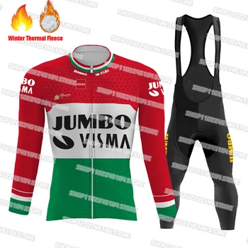 Новият сезон на New Rider 2023 Team Jumbo Visma Комплект от Джърси за колоездене, зимни термо-руното облекло за колоездене и Офроуд, Джърси за шоссейного наем