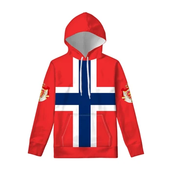 Норвегия Hoody джоб на поръчка, Име на броя на Hoody Национален Флаг Norge Норвежкото Кралство Страновой принт Снимка Текст Облекло