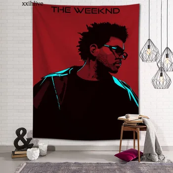 Обичай гоблен Singer The Weeknd с принтом големи стенни гоблени в стил хипи, богемное стенно художествено украса, Декор