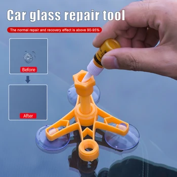 Обновете инструмент за ремонт на пукнатини на предното стъкло на колата САМ Течност за ремонт автостекол Смола Комплект за ремонт на драскотини от чипс бичи очи Полумесец