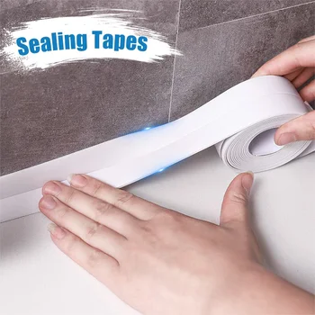 Оборудване запечатване лента за баня, водоустойчив ъглови уплътняващи ленти, които предпазват от мухъл, Самозалепващи ленти-уплътнители от PVC, стикер на стената за кухненски мивки