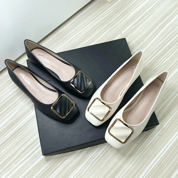 Обувки за жените на равна подметка, удобни черни обувки на равна подметка за жени, добре облечени удобна работна обувки от естествена кожа, 33-43, високо качество