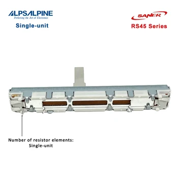 Одноблочный потенциометър серия ALPS RS45 10 KB Метален лост: 15 мм Ход: 45 мм