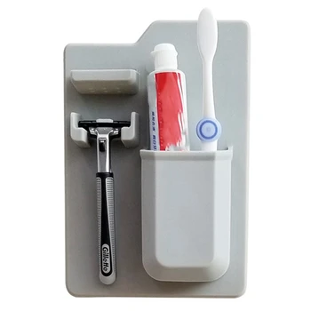Органайзер за баня Стенен държач четка за зъби Органайзер за бръснене на Притежателя на паста за зъби На Огледалото в банята Душ Съхранение в Банята