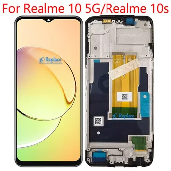 Оригинален Черен 6,6 См За OPPO Realme 10 5G RMX3663 LCD Сензорен дисплей, Дигитайзер, В Събирането, Замяна/Рамка За Realme 10s