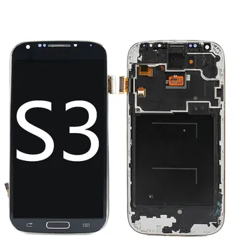 Оригинален за Samsung Galaxy S3 LCD сензорен дисплей, Дигитайзер, Сглобени с Рамка I9300 I9300i I9301 I9301i I9305 Gt-i9300