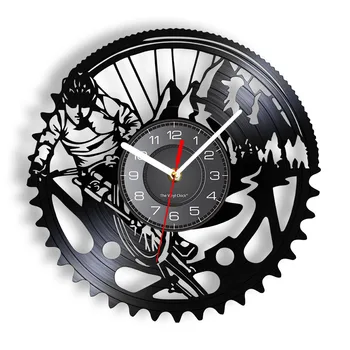 Планински Велосипед Vinyl Плоча Стенни Часовници Екстремно Колоездене Тихи Часове на Велосипеди Изкуството на МТВ Велосипед Ретро Албум Longplay Cave Man Watch