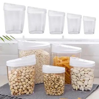 Пластмасов Диспенсер за зърнени храни, Херметически контейнер за предястия с хрупкави зрънца, ориз и ядки, Прозрачен Кухненски Хладилник, Контейнер за хранене