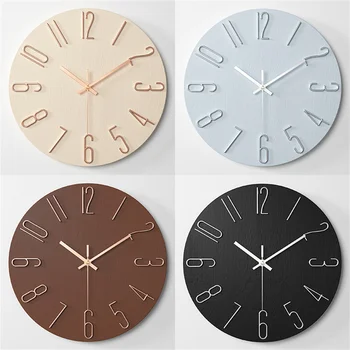 Пластмасови 3D стенен часовник с Модерен дизайн в скандинавски стил, кратко декорация на всекидневна, Кухненски часовник, художествени релефни стенни часовници, Начало декор 12 инча