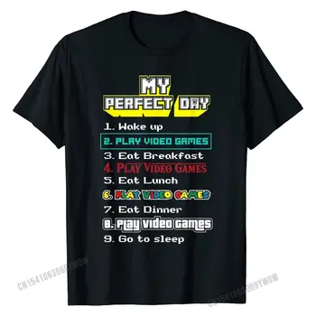 Подарък тениска за геймъри My Perfect Day Play Video Games, мъжка лятна риза в стил фънк, памучен суитчър на поръчка