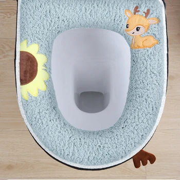 Подложка за тоалетна, калъф за седалка, есенно-зимния сгъсти руно, скъпа битова тоалетна чиния, калъф за седалката на тоалетната чиния, пръстен за възглавници