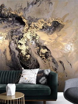 Потребителски тапети 3D на новите китайски абстрактно златното настроение, пейзаж, плисък на мастило, на заден план, за украса на стени, боядисване на 3d papel de parede
