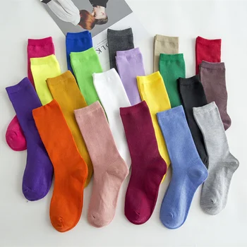 Пролетно-летни дамски сладки свободни памучни чорапи в ярки цветове, модни дамски многоцветни чорапи дишащи за момичета, чорапи в стил колеж